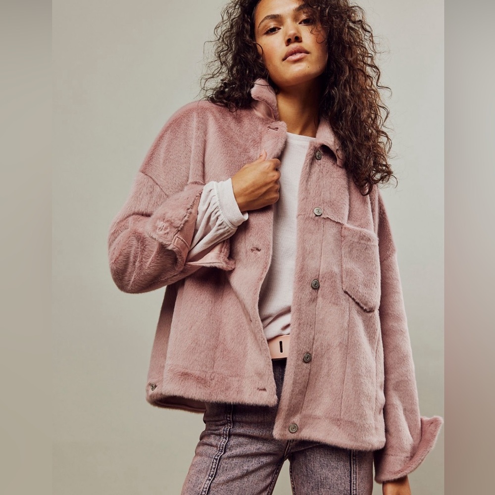 We The Free Cozy Opal Swing Jacket in Blush Tint size Small
